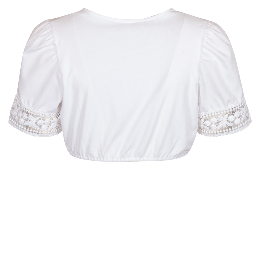 Wallmann Dirndlbluse Fiora, weiß, Kurzarm, Spitzenborte #3