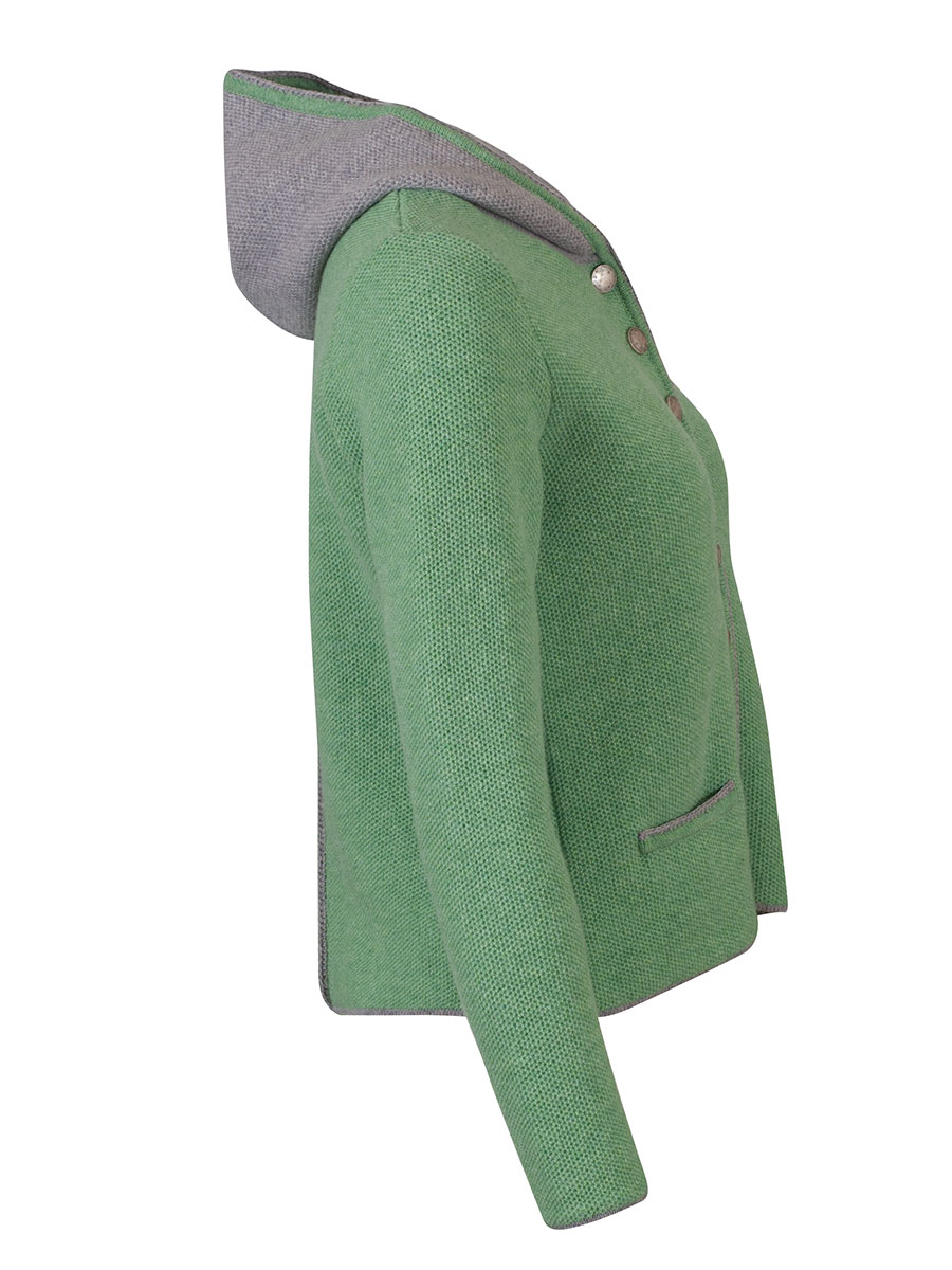 Astrifa Bischofshofen Strickjacke, minze, graue Abschlüsse, Kapuze #4