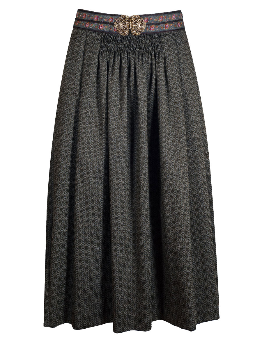 Anno Domini Faltenrock Stasi, oliv, gemustert, lang #3