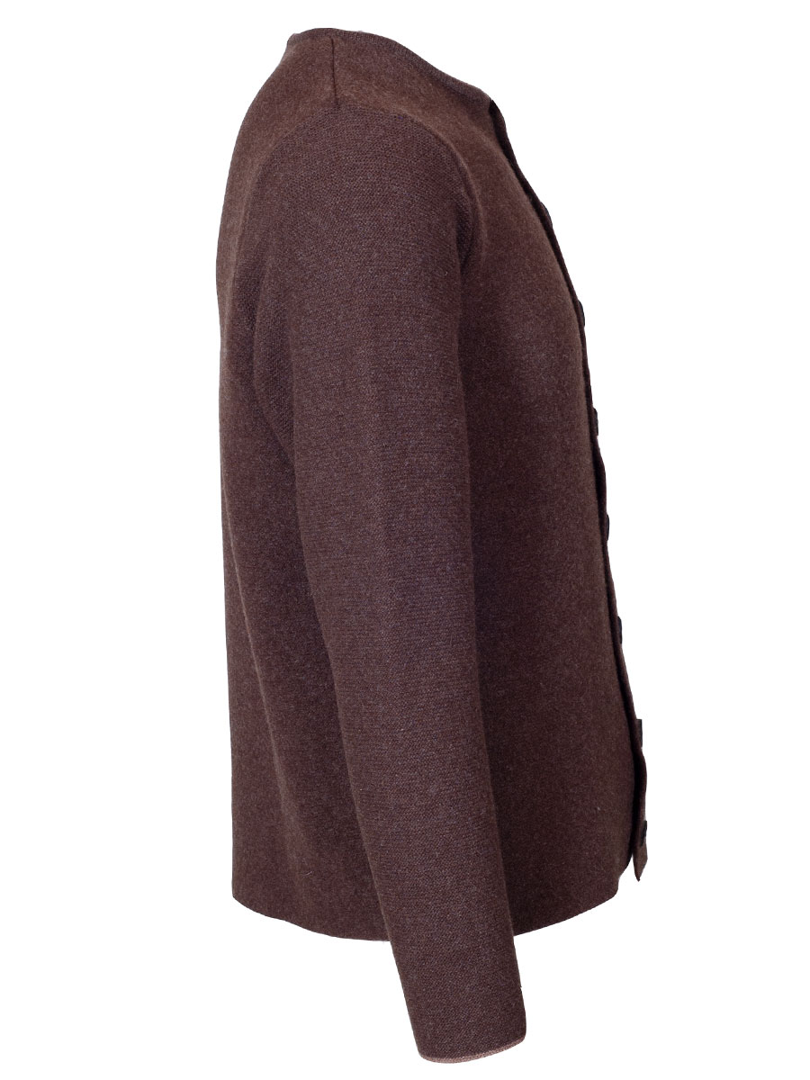 Huber Strickjanker Fred, braun, Einfassung in beige #2