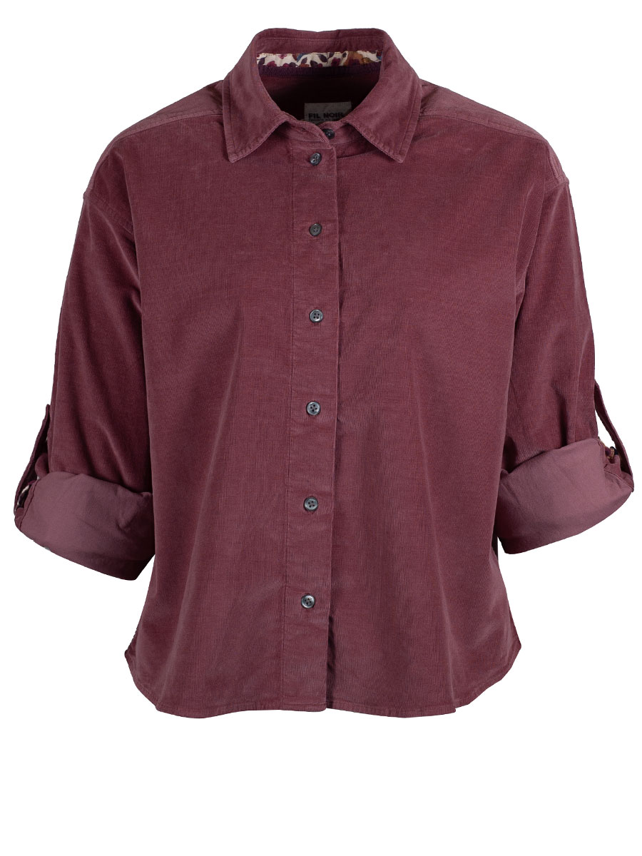 FIL NOIR Cordbluse Dame Mila, burgundy #2