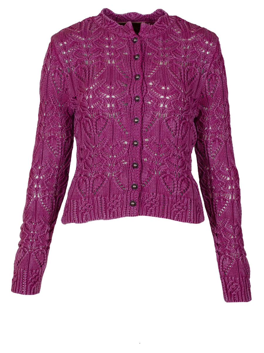 fei scho schee Strickjacke, pink, grobes Häkelmuster, kurz #1
