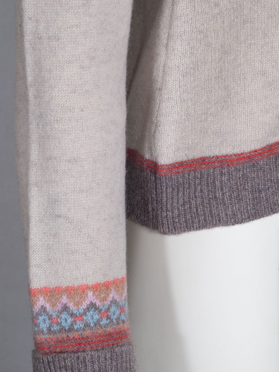 Eribè Knitwear Alpine Short Cardigan, Strickjacke, hibiskus, grau-rot #3
