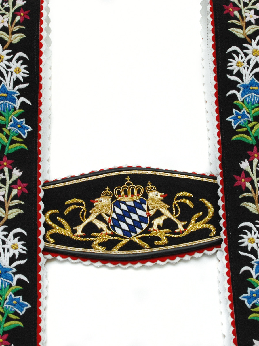 Träger Werdenfels handgestickt, schwarz, Löwe #2