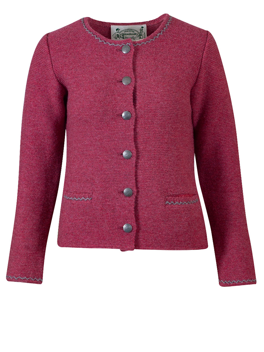 Boos Strickjacke rosa, graue Einfassung, silberne Knöpfe #1