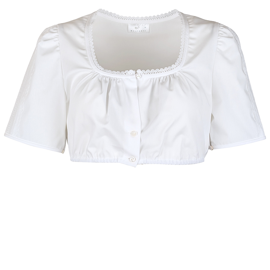 Waldorff Dirndlbluse, weiß, Ärmel mit Spitzenborte #1
