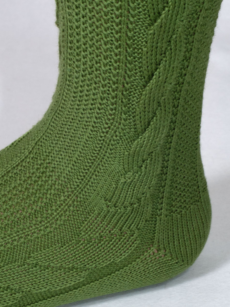 Lusana Kniestrumpf apfelgrün, Handzopf, perfekte Passform #3