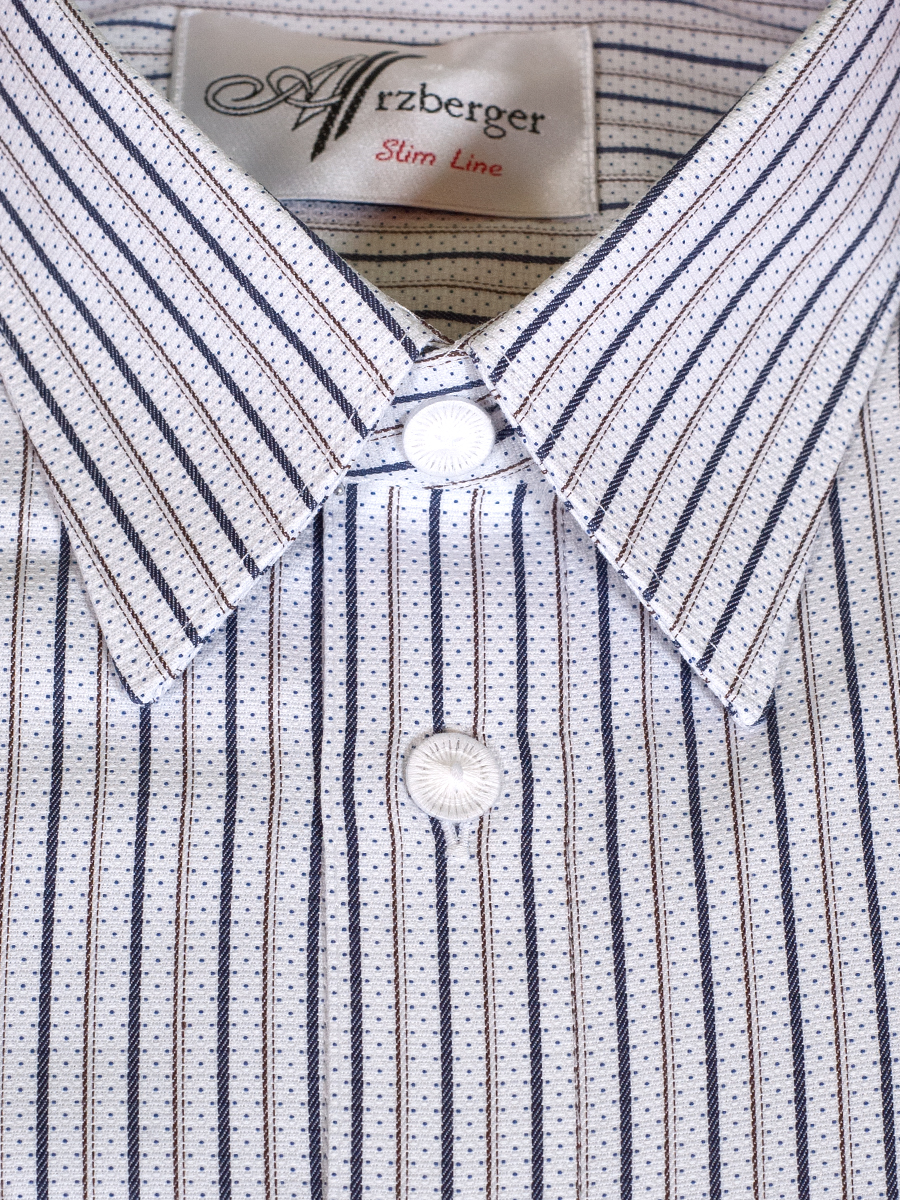 Arzberger Öko-Baumwollhemd, weiß-blau, gestreift, Pfoad, hochwertig #2
