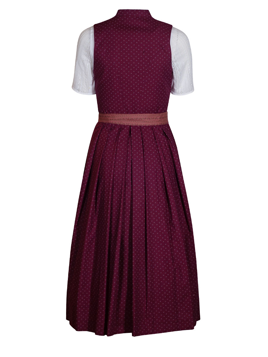 Wenger Baumwolldirndl Odine, weinrot, hochgeschlossen, 80cm #3