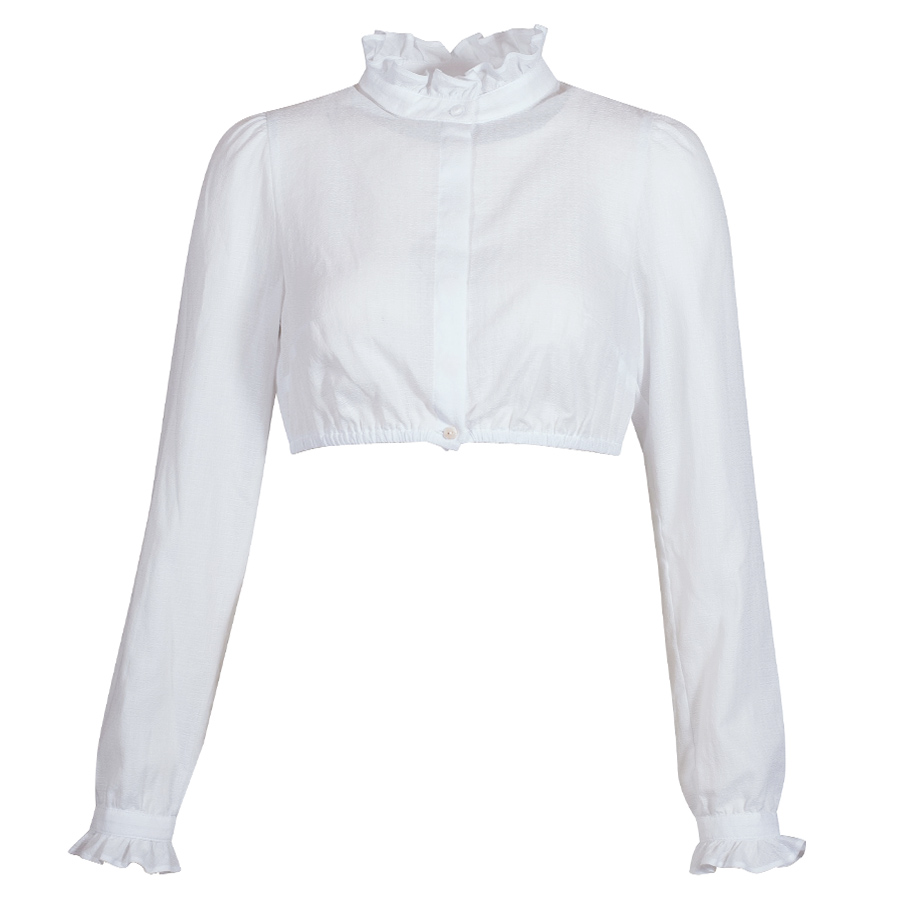 Waldorff Dirndlbluse weiß, lange Arme, Rüschen #1