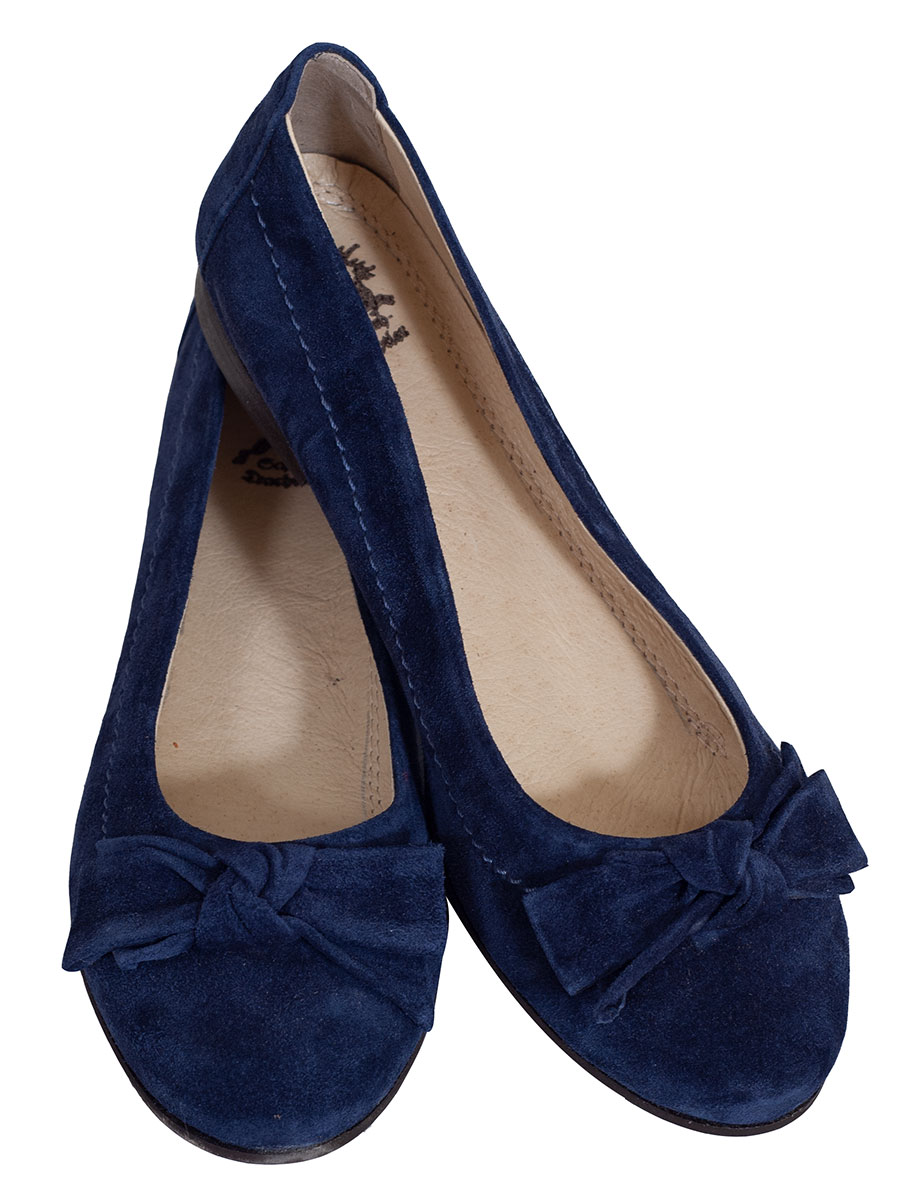Schuhmanufaktur Gautsche, Ballerina, marine, Samtziege, Schleife #1