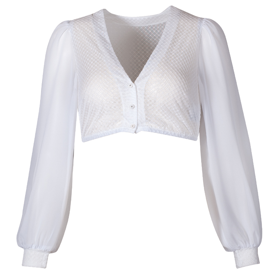 Waldorff Dirndlbluse Amira, weiß, Langarm, elegant #1