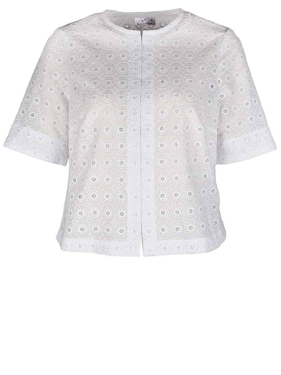 Waldorff Spenzerbluse weiß, Lochmuster #1