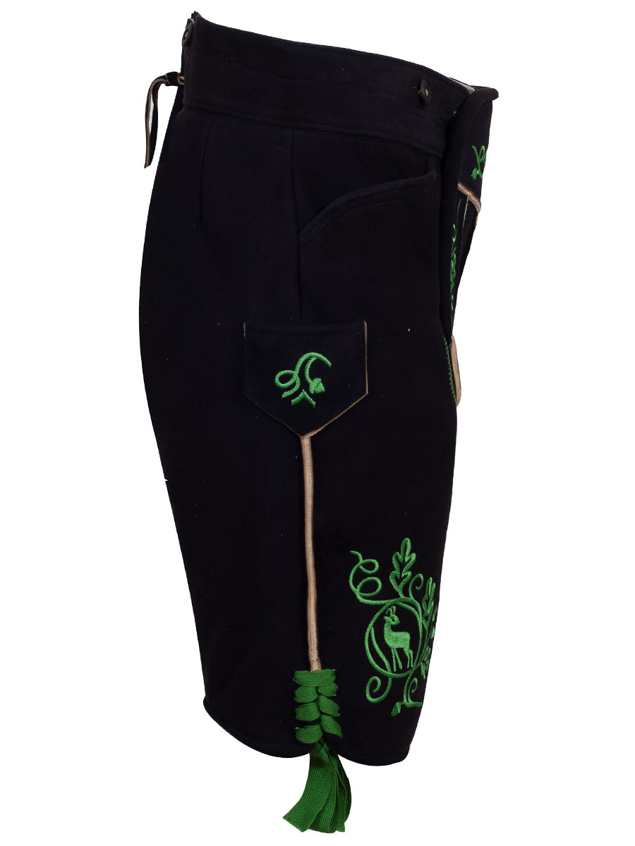 hausg´macht Lederhose Originaltracht, Schliersee, Handstick-Optik, Hirsch, hellgrün #2