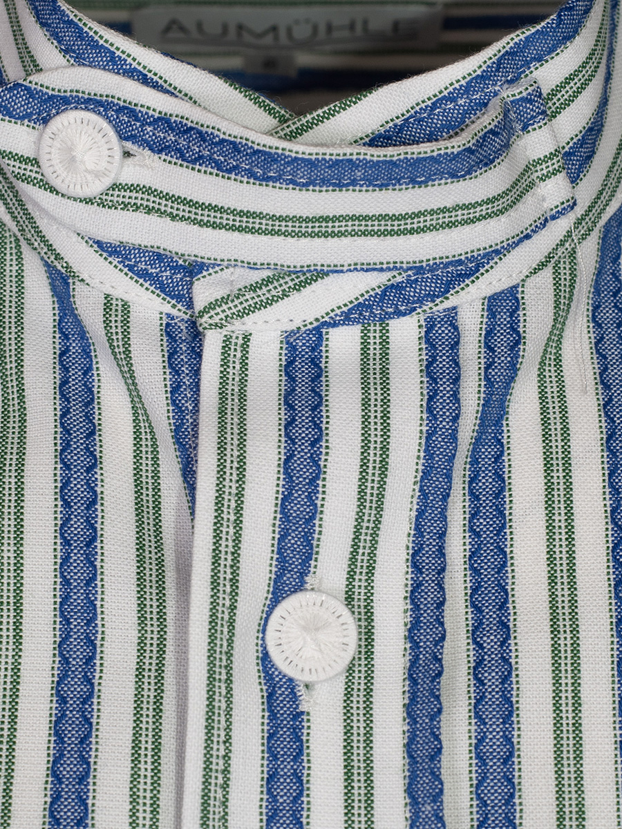 Waldorff Trachtenhemd blau-grün, gestreift, Pfoad, Stehkragen #2