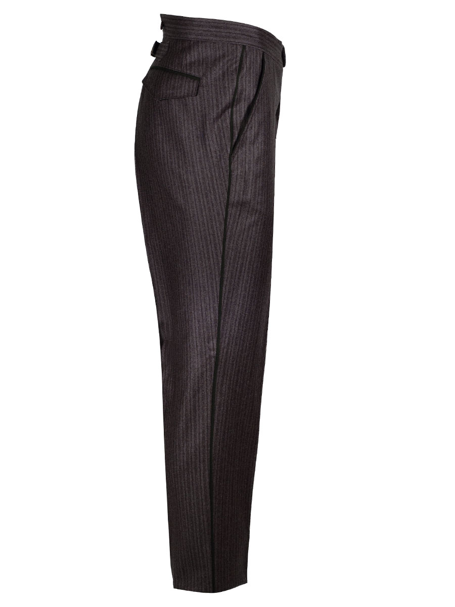 Viererspitz Stresemannhose Jakob, grau-braun, seitlich grünes Paspol #3