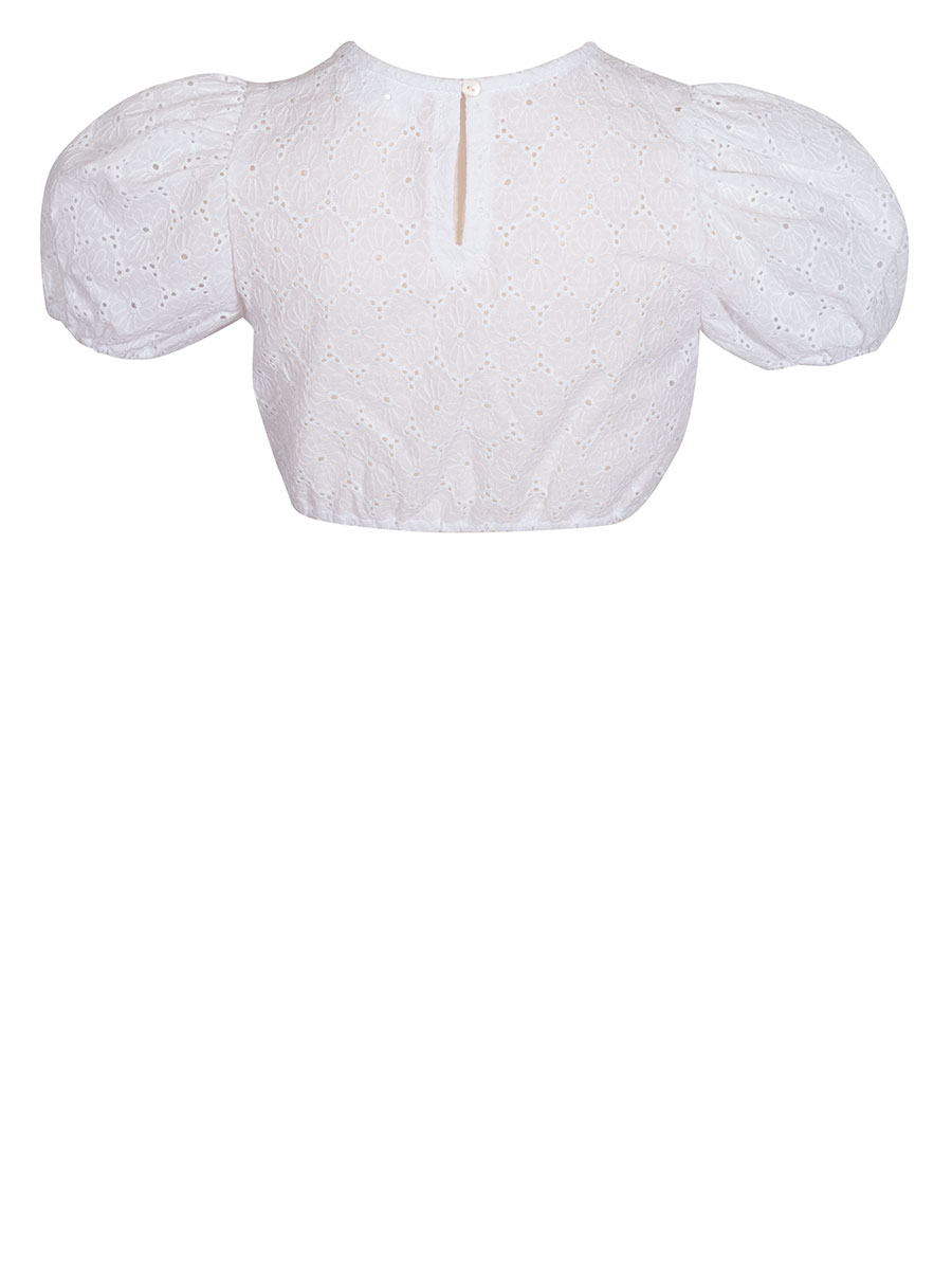 Waldorff Dirndlbluse, Mädchen, weiß, Lochmuster #2