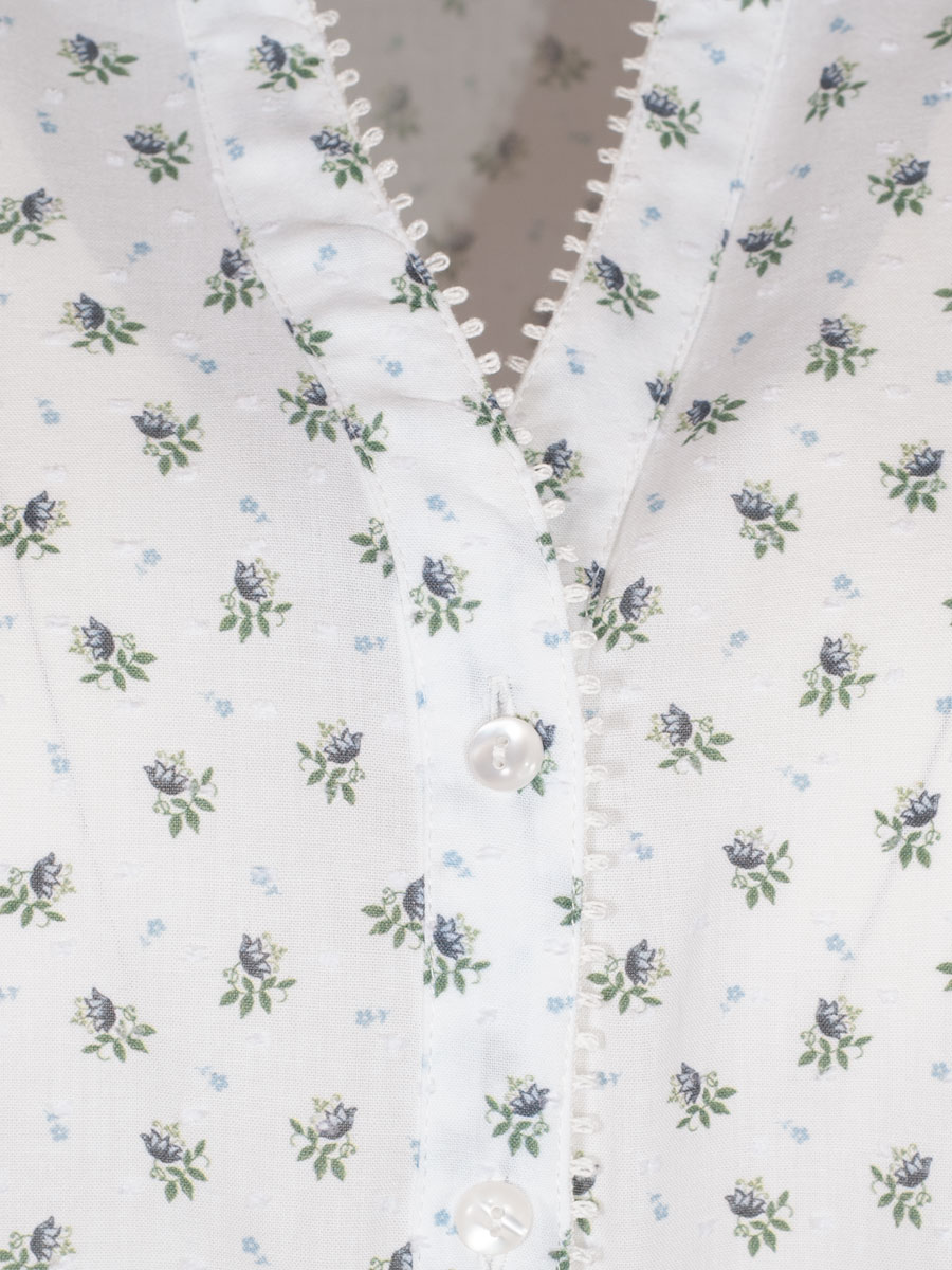 Country Line Kurzarmbluse, Damen, creme, blaue Blümchen #3