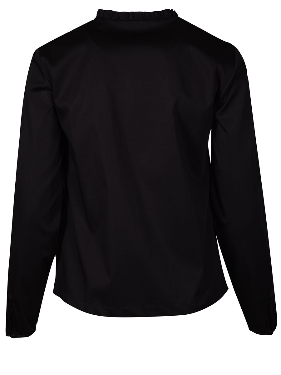 Anna Damenbluse schwarz, Langarm, gesmokter Brustbereich #2