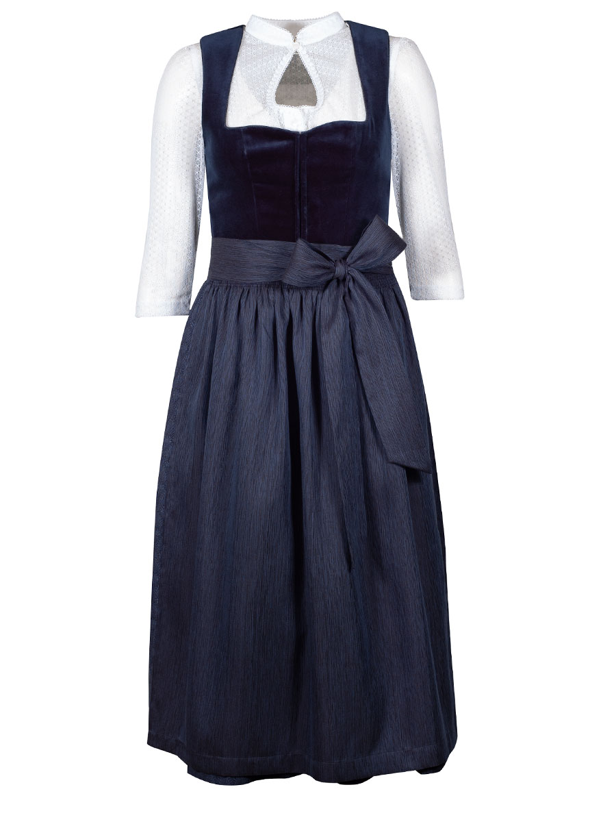 Kaiseralm Samtdirndl Tara, blau, festlich, 80lg #1