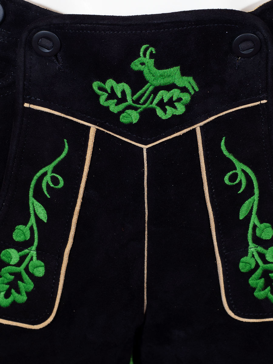 hausg´macht Lederhose Originaltracht kurz Kronach Wildbock, schwarz #4