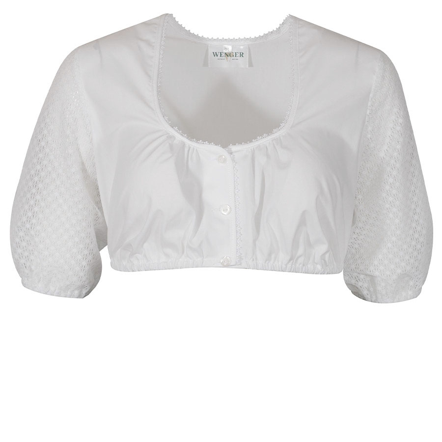 Wenger Dirndlbluse Paloma, weiß, Ärmel mit Lochmuster #1