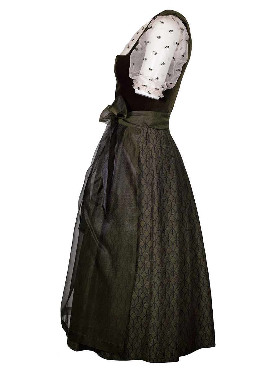 Kaiseralm Samtdirndl Tanja, oliv, festlich, 80lg #2