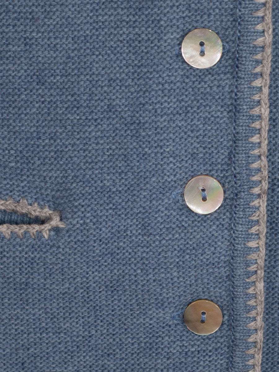 Huber Strickweste Freyi, blau, silbergraue Einfassung #4