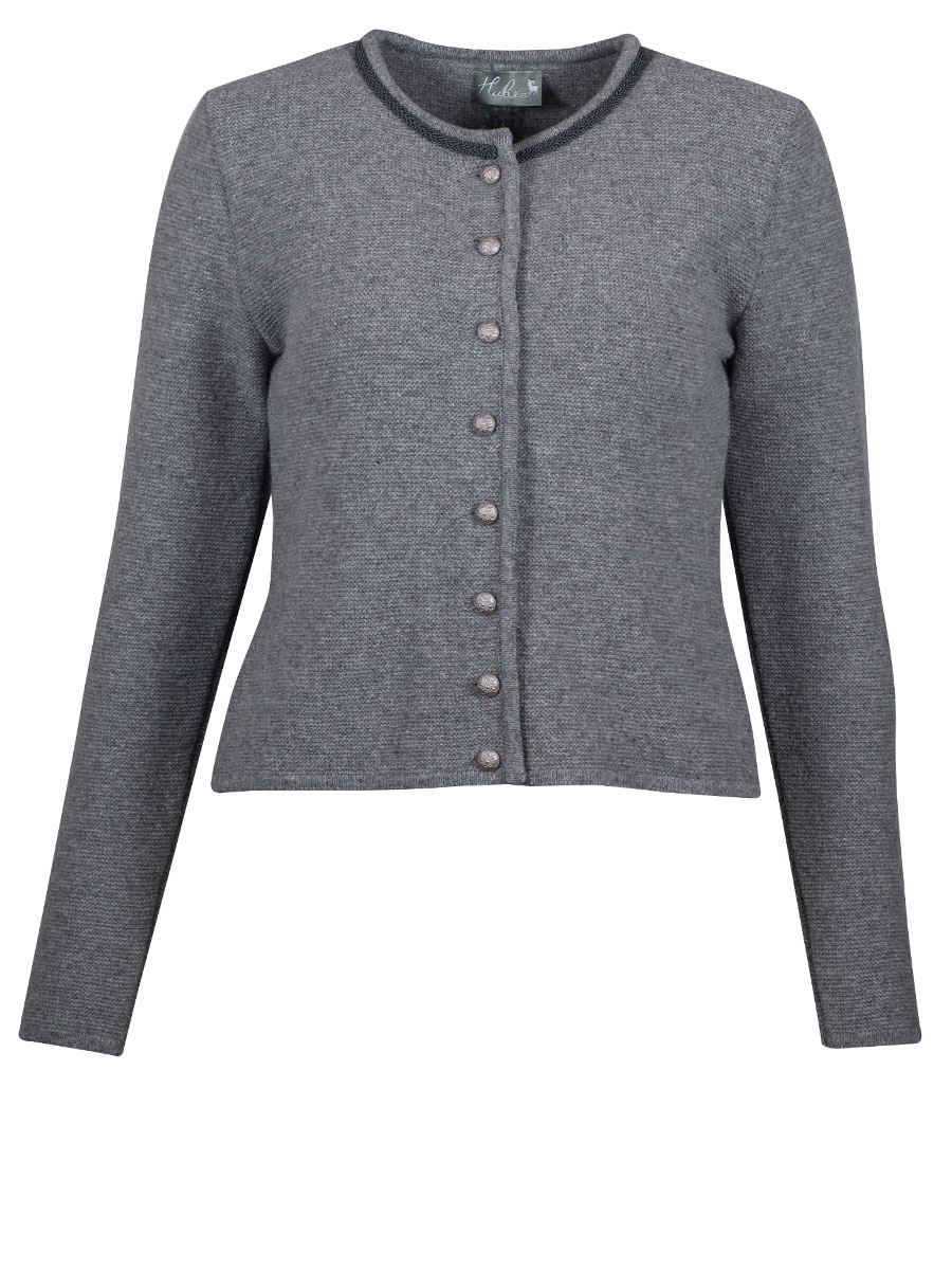 Huber Strickjacke Nori, grau, Schoßerl, Zopfmuster #1