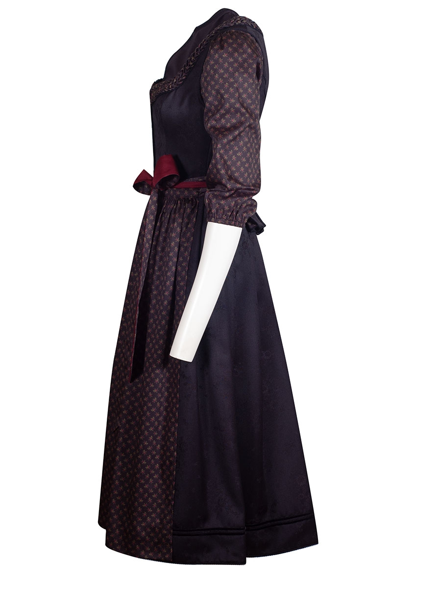 Anno Domini Dirndl Eva-Marie schwarz, geblümt, Schoßerl, 80lg #3