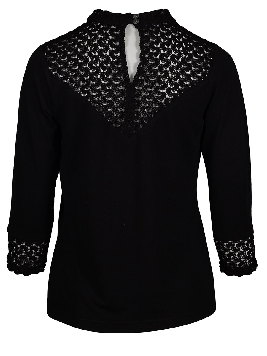 Country Line Damenshirt, schwarz, hochgeschlossen, Spitze #3