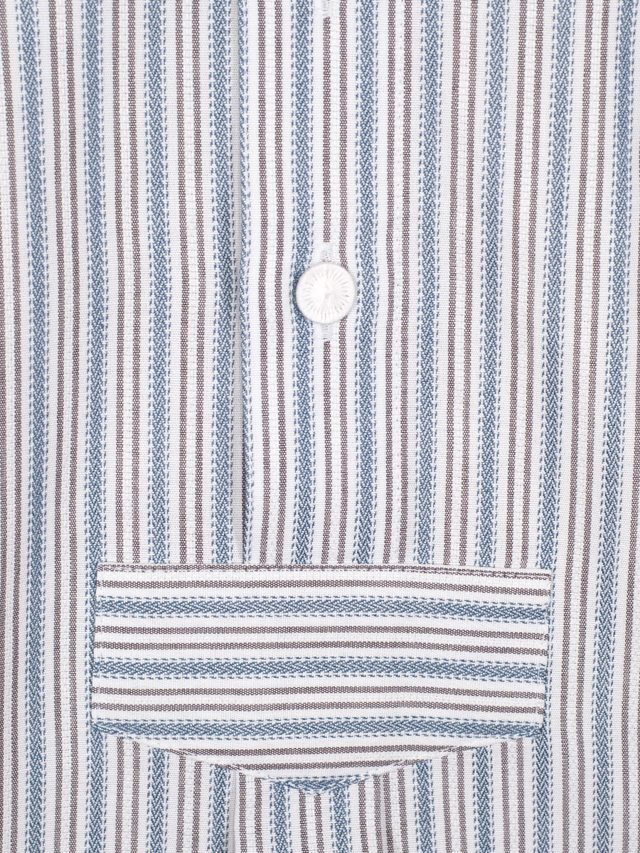 Arzberger Herrenhemd, blau-grau, gestreift, Liegekragen, Pfoad, Slim Line #4