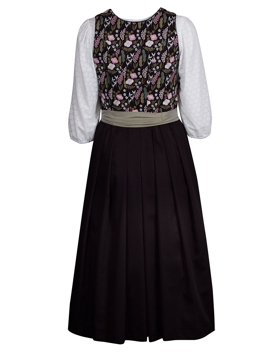 Wenger Dirndl India, Blumenstickerei, schwarz, 80lg #3