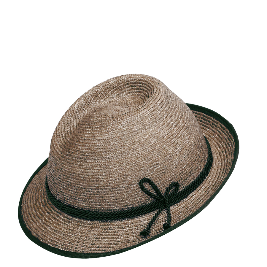 Bayern specials Strohhut Aufschneider, handgeflochten, grüner Kordel #1