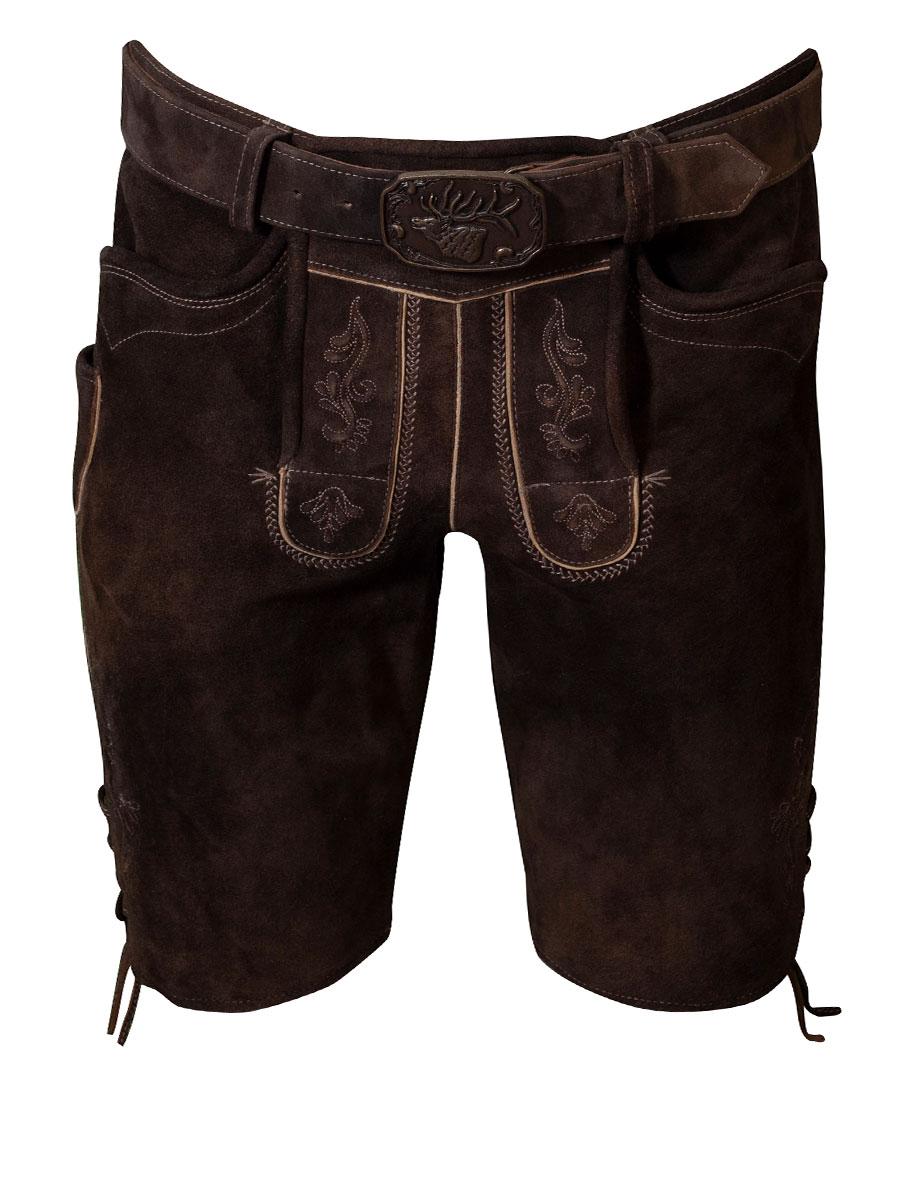Spieth & Wensky Kurze Lederhose Ruprecht mit Gürtel, nutria, Wildbock #1