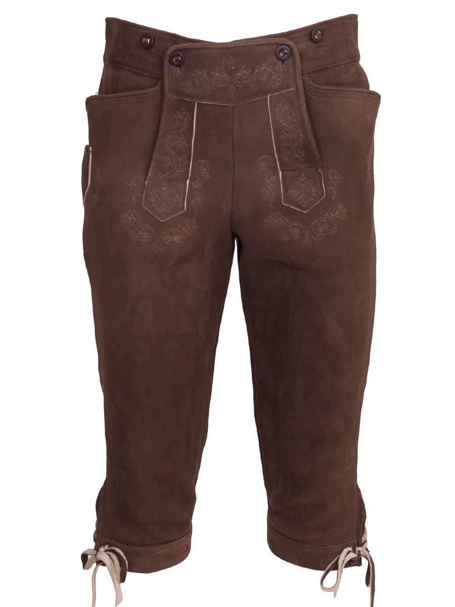 Kniebundlederhose Kreuth altbraun, Hirsch #1