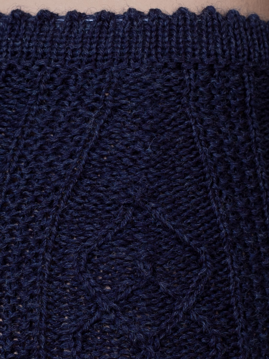 Hammerschmid Kniestrumpf blau, Zopfmuster, Handstrick #4