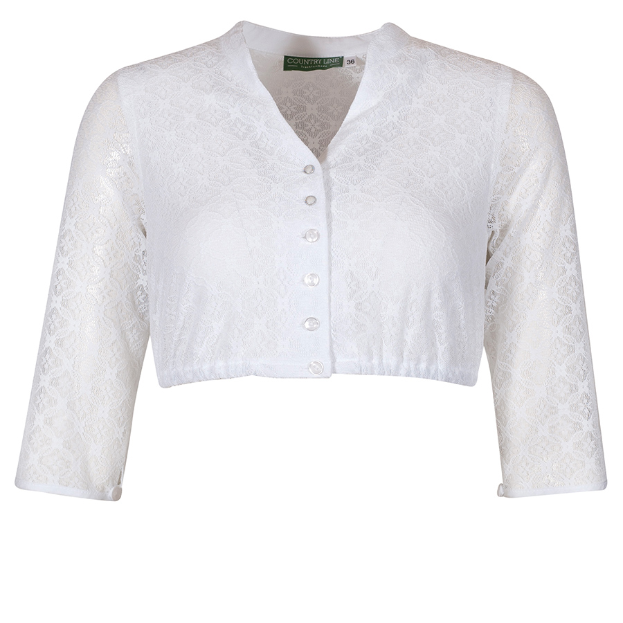 Country Line Dirndlbluse weiß, V-Ausschnitt, feine Spitze, 3/4-Arm #1