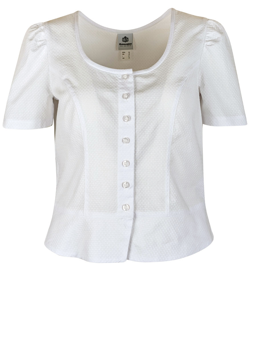 Hammerschmid Manuela Spenzerbluse, weiß, Kurzarm, in sich gemustert #1