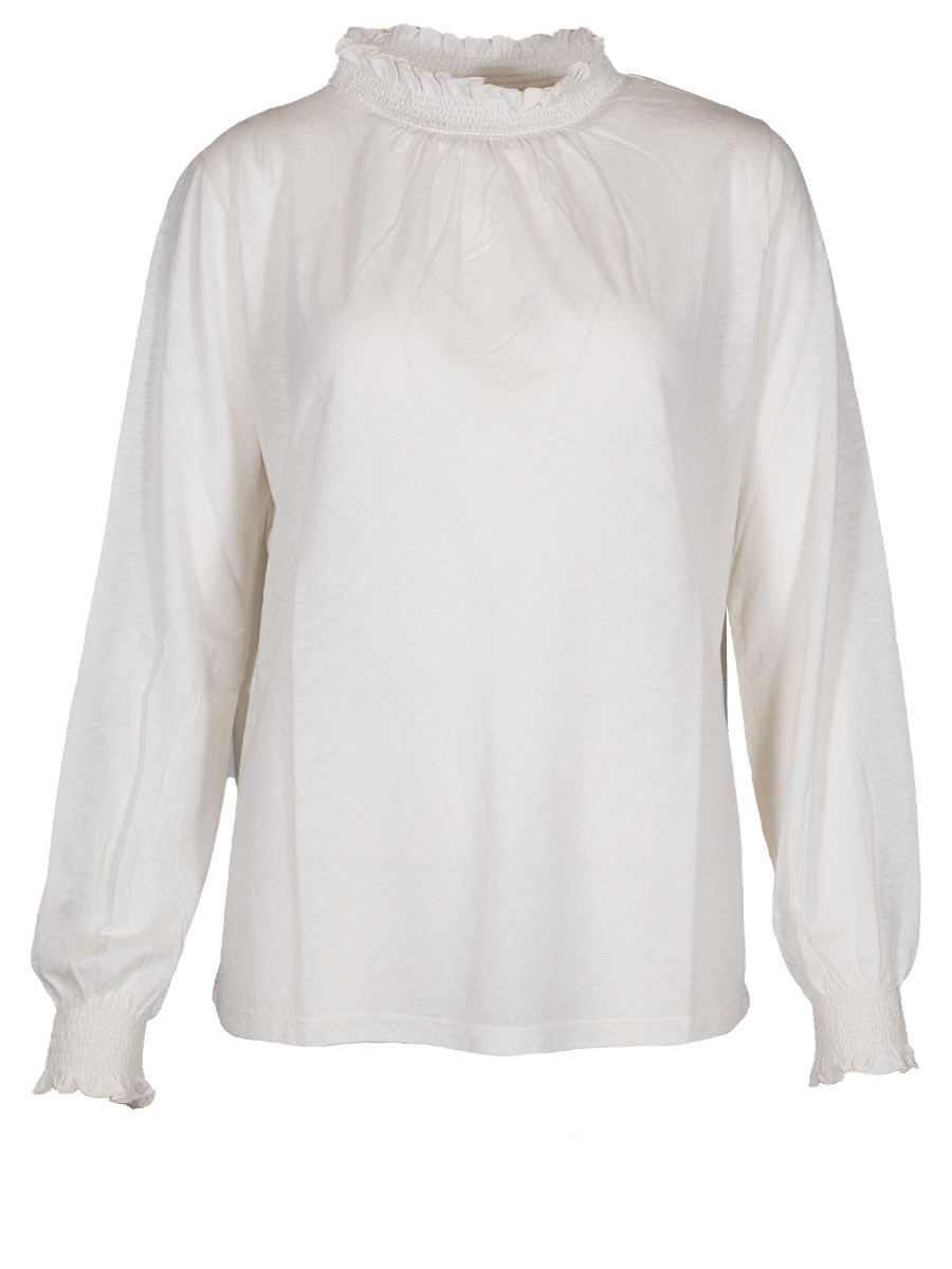 Die Rockmacherin Langarmshirt Selma, natur, Rüschenkragen #1
