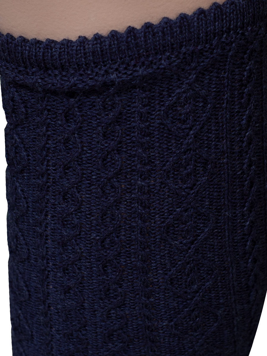 Hammerschmid Kniestrumpf blau, Zopfmuster, Handstrick #3