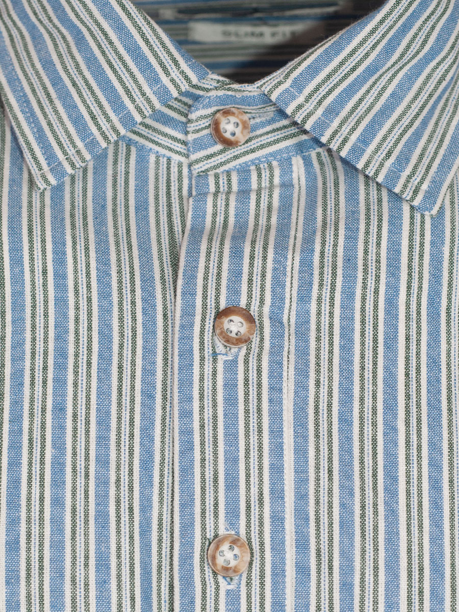 Hammerschmid Trachtenhemd blau-grün gestreift, Pfoad, Liegekragen, Slim Fit #3