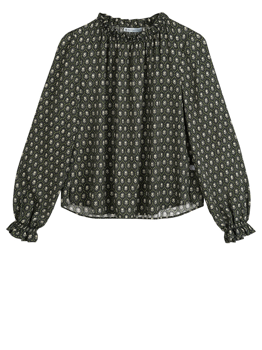 Rockmacherin Bluse Emma, schwarz-grün, gemustert #1
