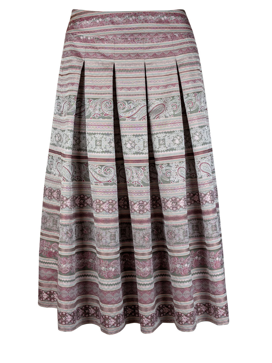 Hiebaum Faltenrock, rot und grün, Querstreifen, elegant #1