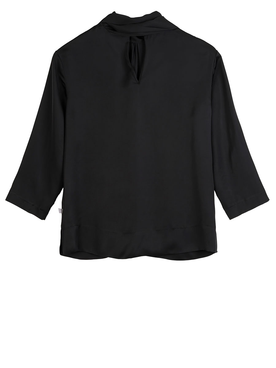 Rockmacherin Satinbluse Antonia, schwarz, große Schleife #3