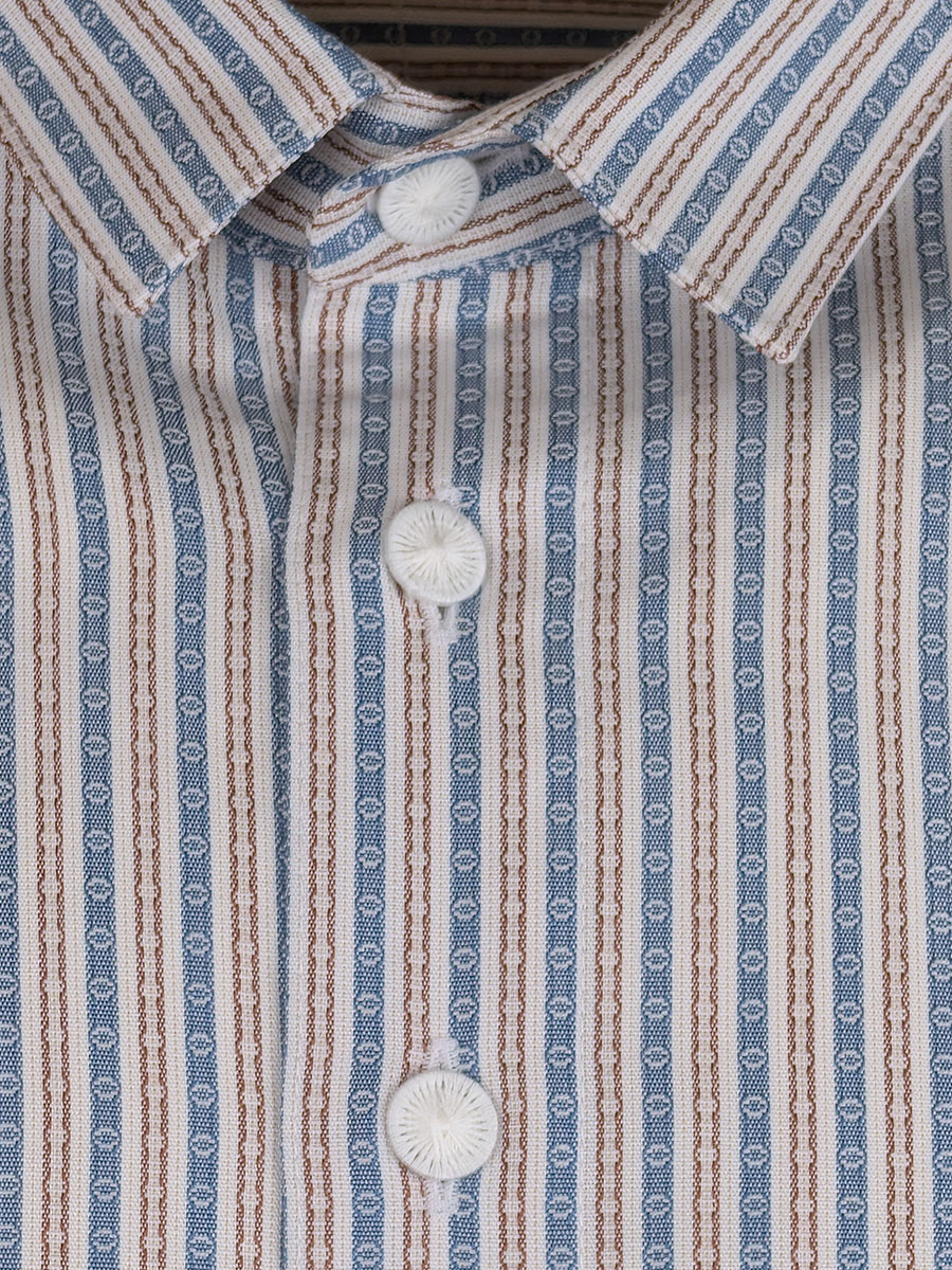 Arzberger Herrenhemd, blau-rot gestreift, Liegekragen, Pfoad, Slim line #4