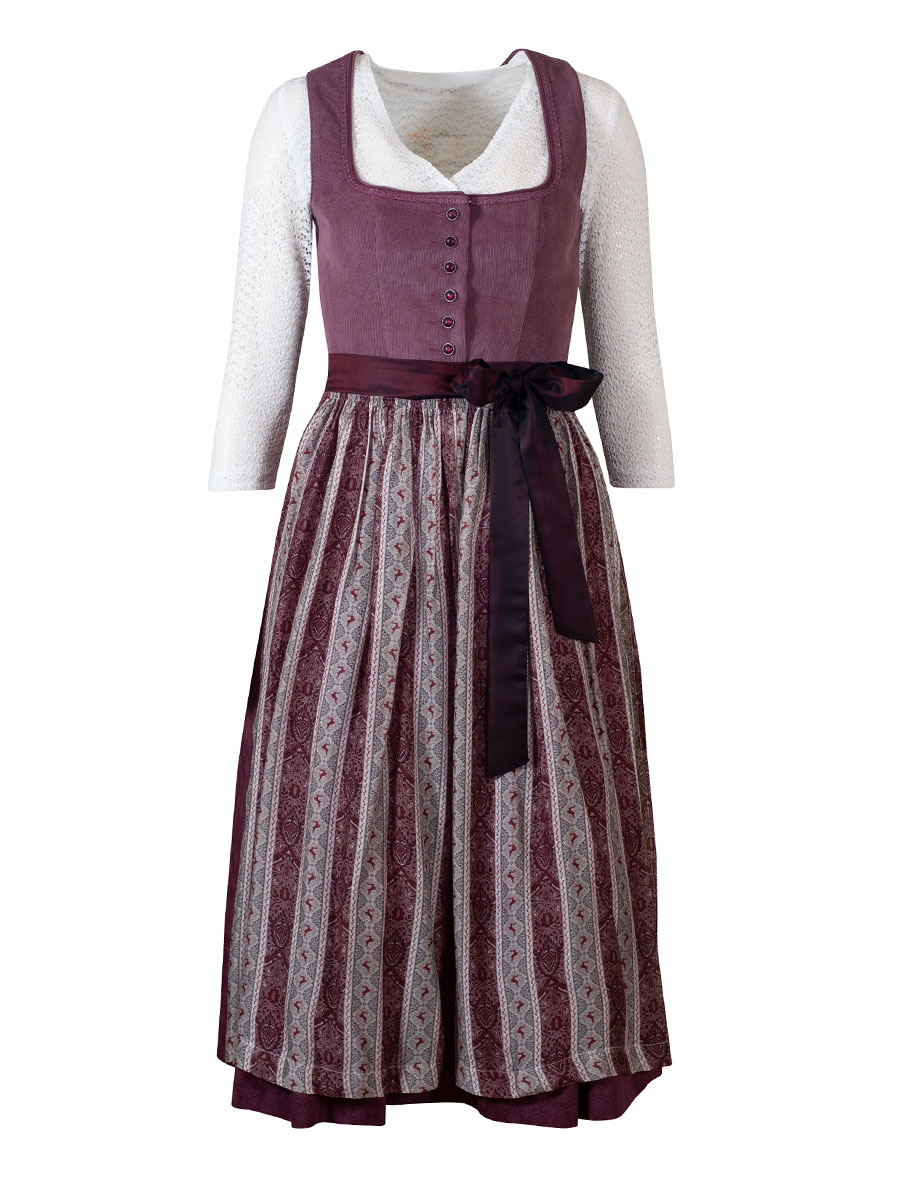 Wenger Dirndl Judith festlich, mauve, Cordoptik, 80cm #1
