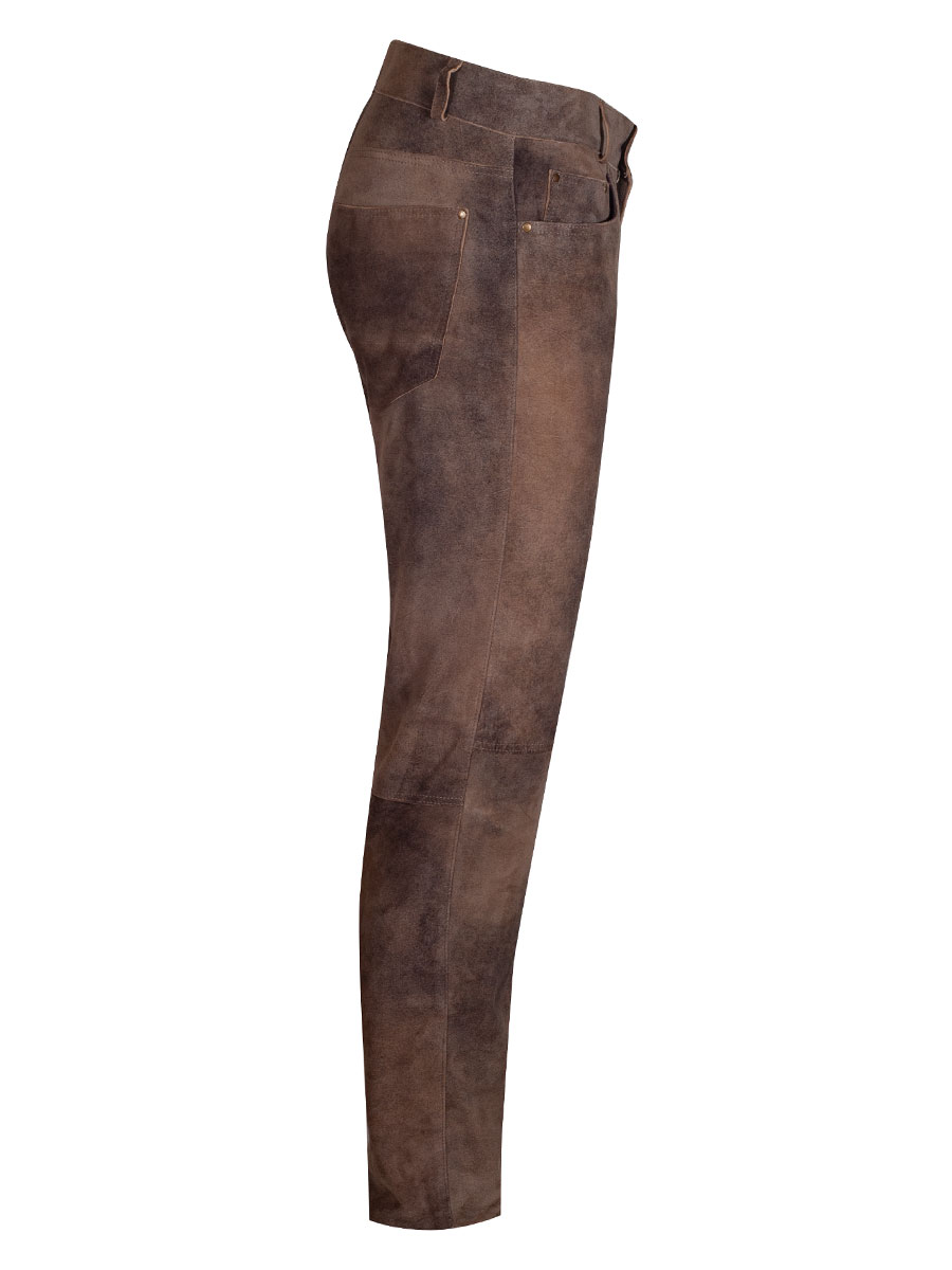 Lange Lederhose Costa, antik braun, sämina, Ziegenvelour #3