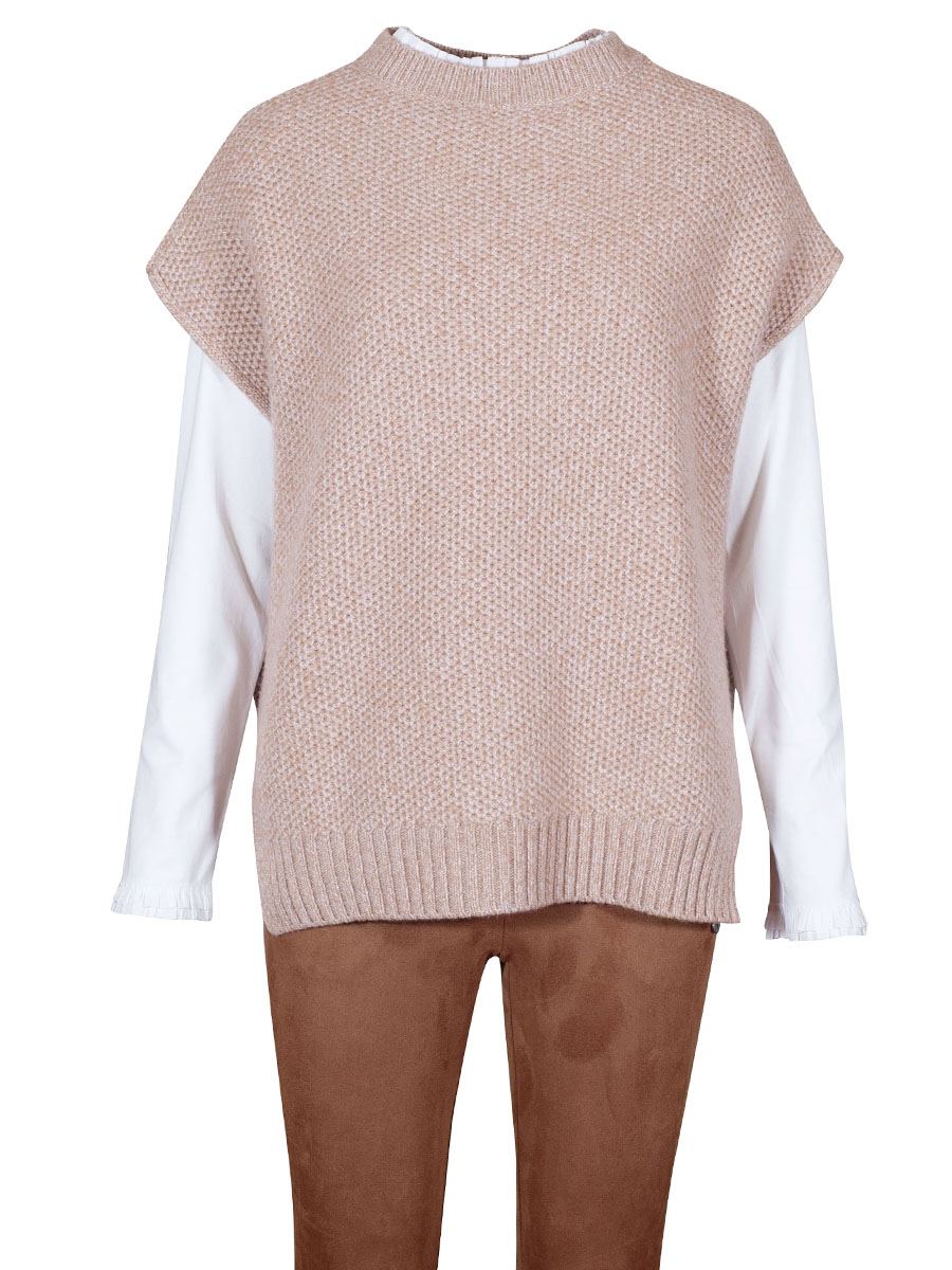 Von & Zu Skinny Hose, Velour Kunstleder, camel #6