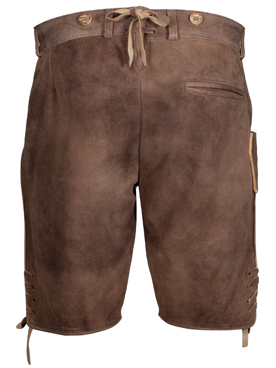 Weinbauer Kurze Lederhose Ludwig, Ziegenvelour, eiche, grauer Stick #3